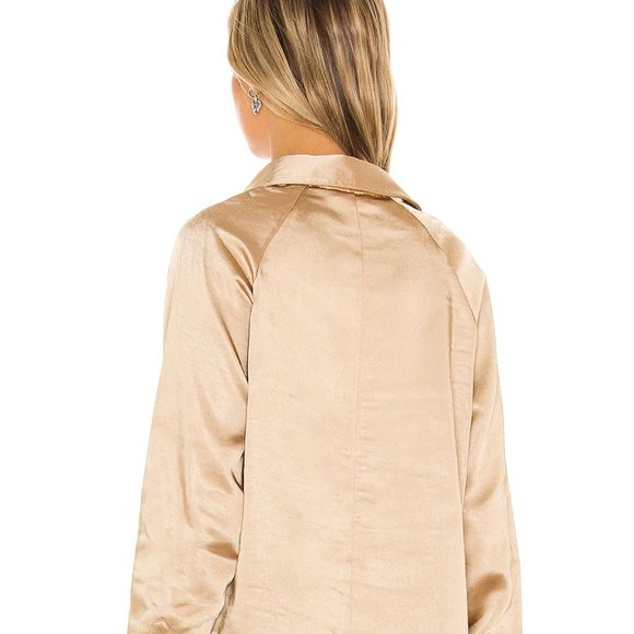 NEW Line & Dot Dolly Long Sleeve Button Up in Gold Satin Silk Small S - Picture 3 of 5